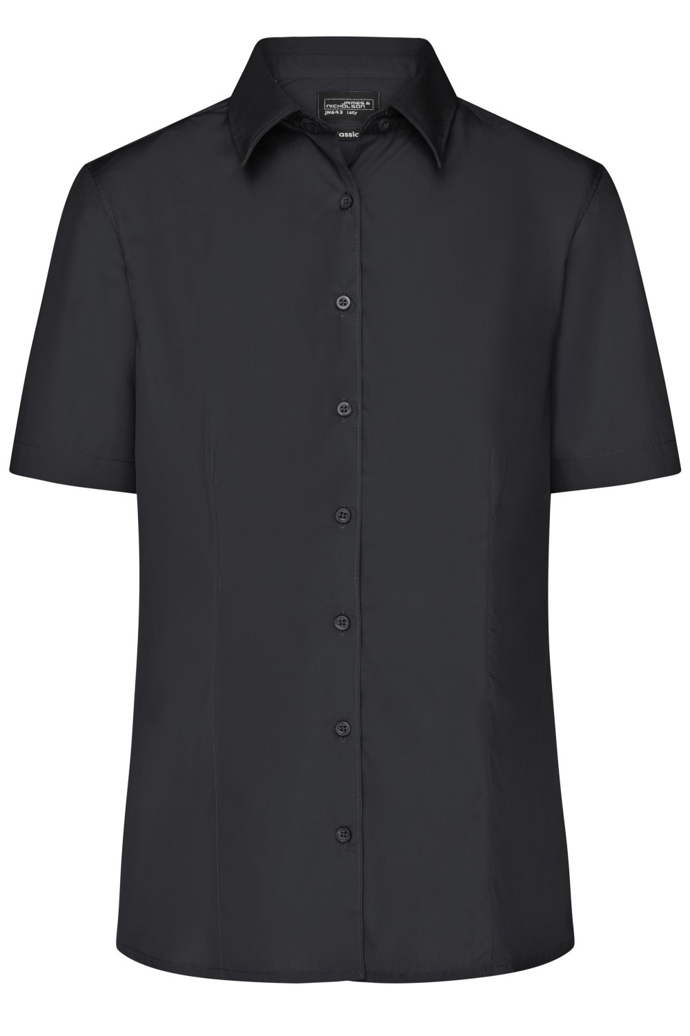 Daiber Ladies' Business Shirt Short-Sleeved in Black – Vorderansicht