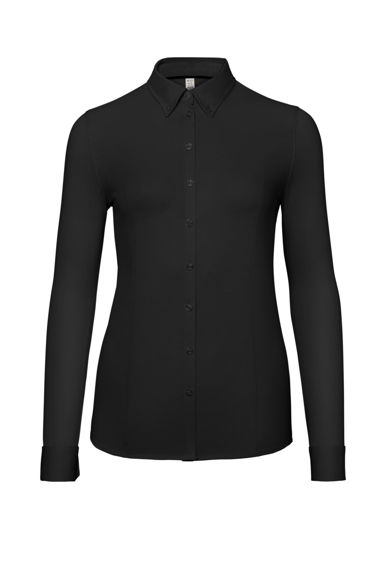 HAKRO 129 Bluse Natural Stretch in Schwarz – Vorderansicht