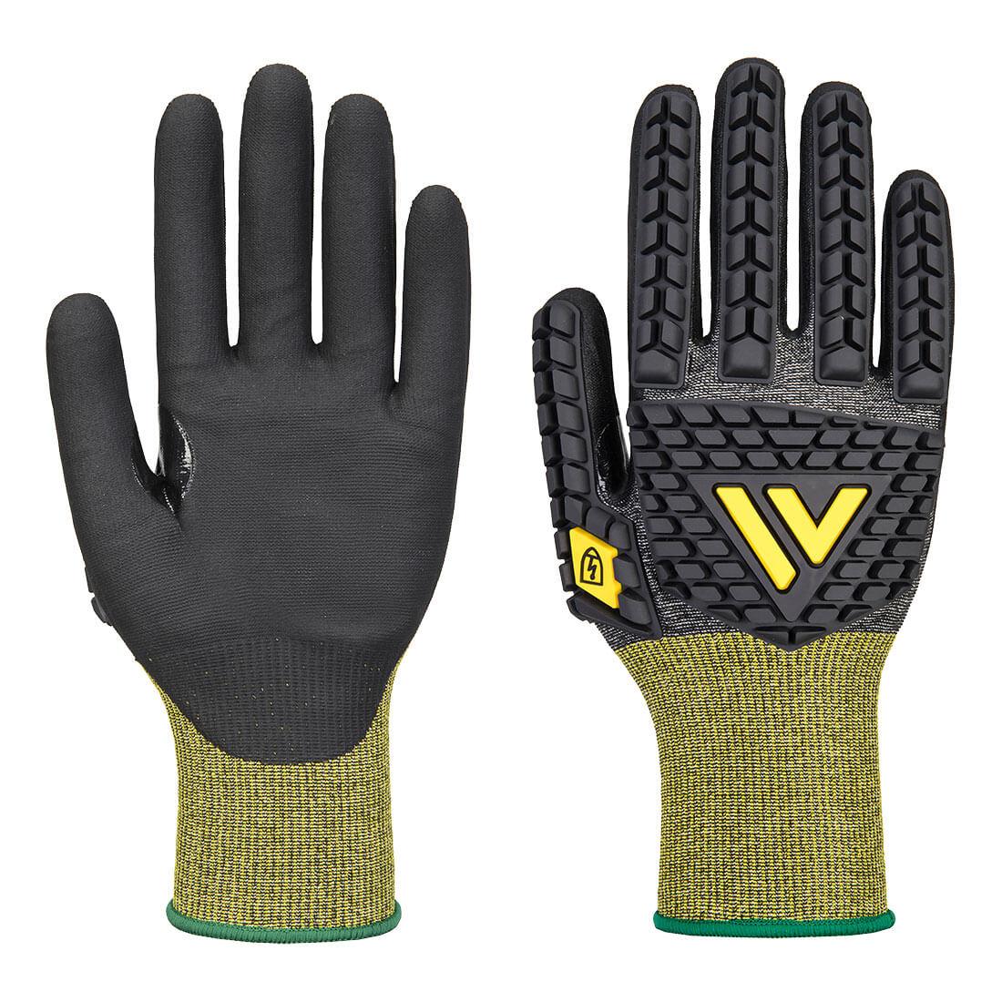 Portwest Impact E18 Nitrile Antistatic ESD Glove in Schwarz – Vorderansicht