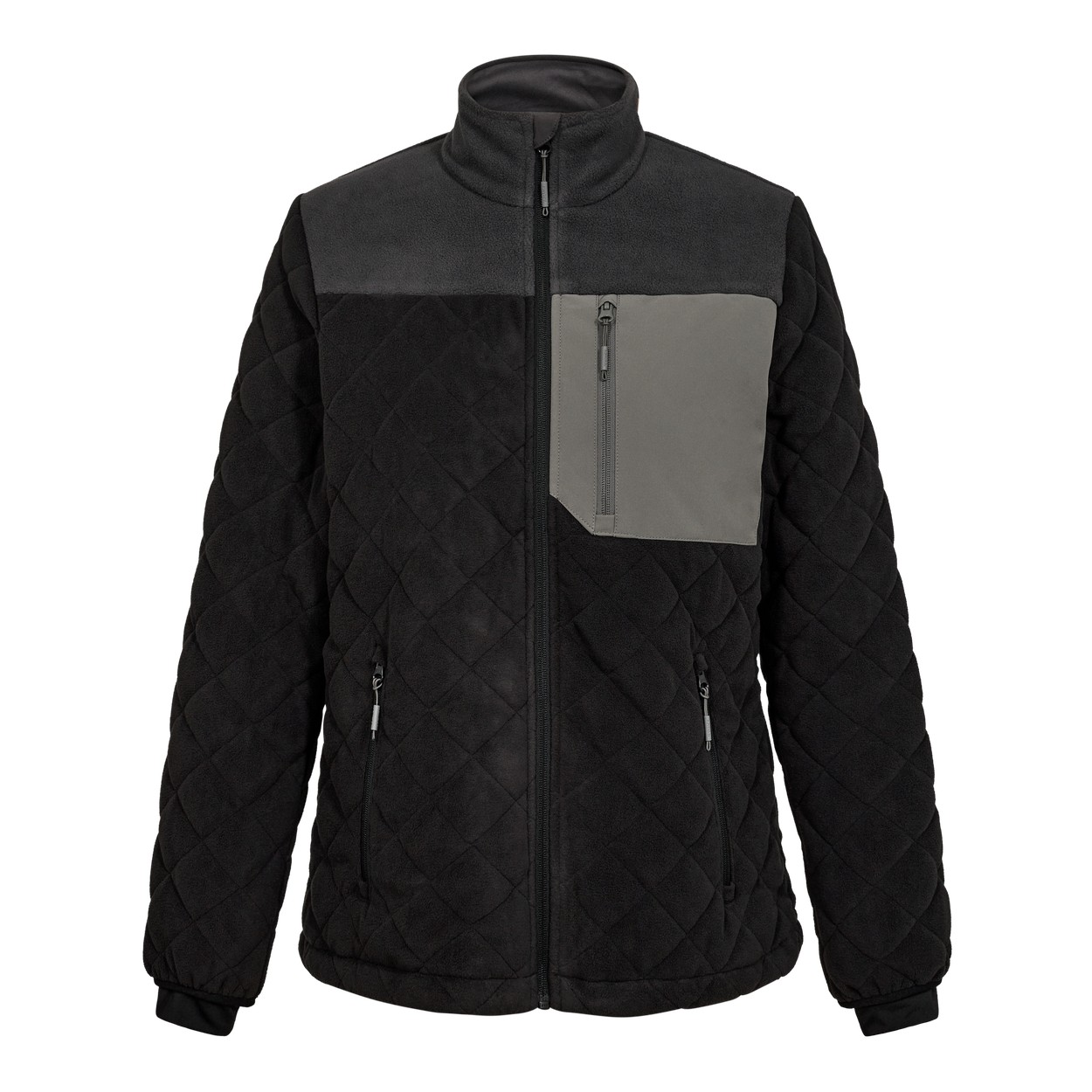 ENGEL Entire 1336-143 Damen Gestepptes-Fleecejacke in Schwarz/Anthrazit Grau – Vorderansicht