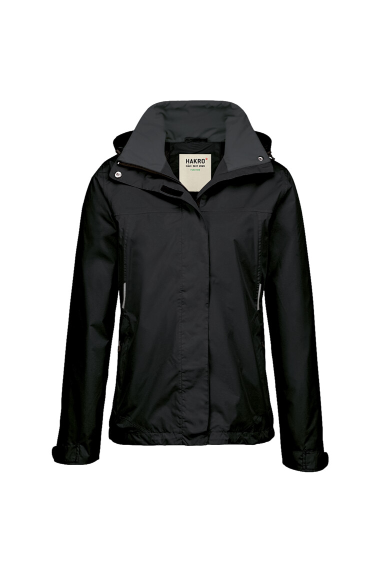HAKRO 262 Damen Regenjacke in Schwarz – Vorderansicht