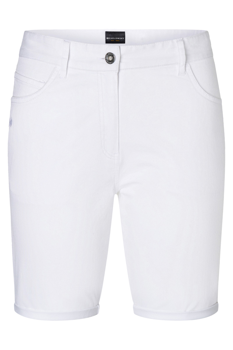 Karlowsky Herren 5-Pocket-Shorts Classic-Stretch in Weiß – Vorderansicht