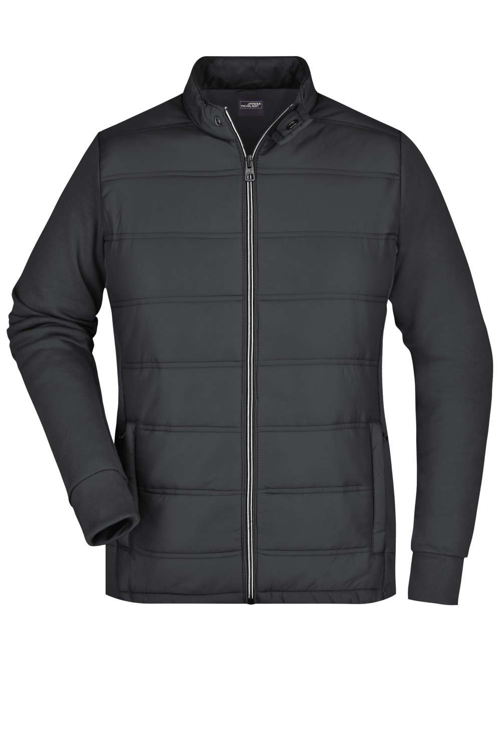 Daiber Ladies' Hybrid Sweat Jacket in Black – Vorderansicht