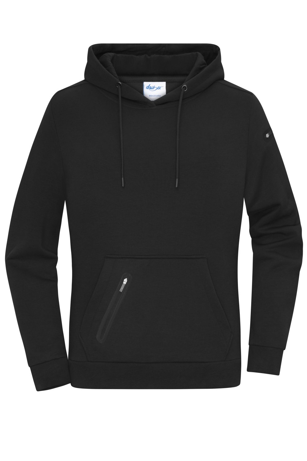 Daiber Ladies' Hoody Interlock OCS Blended & RCS in Black – Vorderansicht