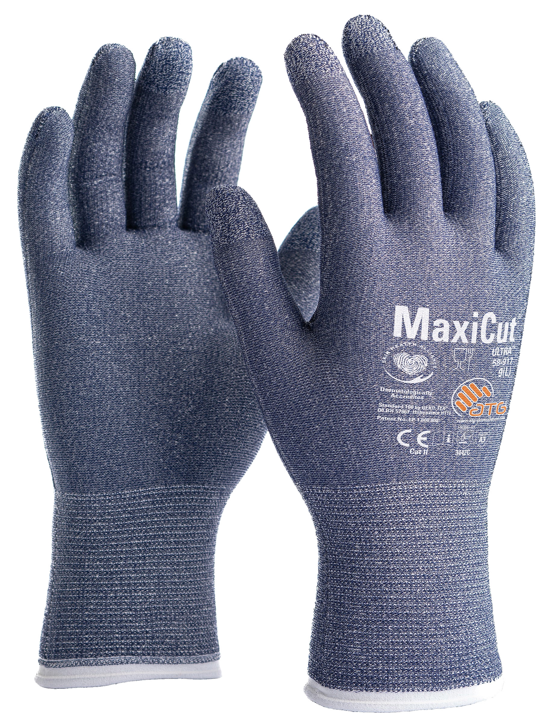 ATG® MaxiCut® Ultra™ Schnittschutz-Strickhandschuhe (58-917) in Blau – Vorderansicht
