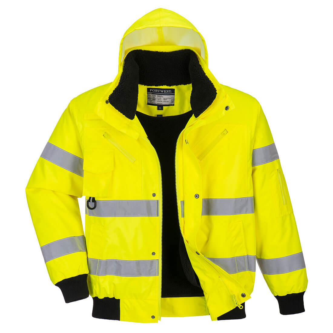 Portwest Hi-Vis 3-in-1 Bomber Jacket in Gelb – Vorderansicht