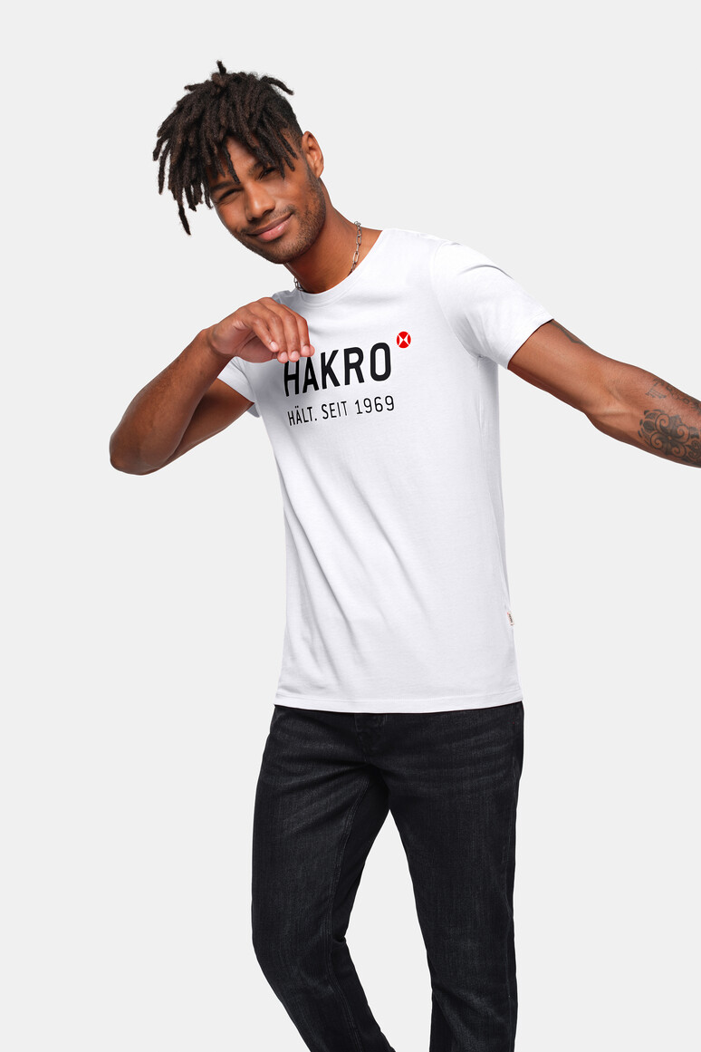 HAKRO 1969 T-Shirt Logo in Weiß – Modellansicht