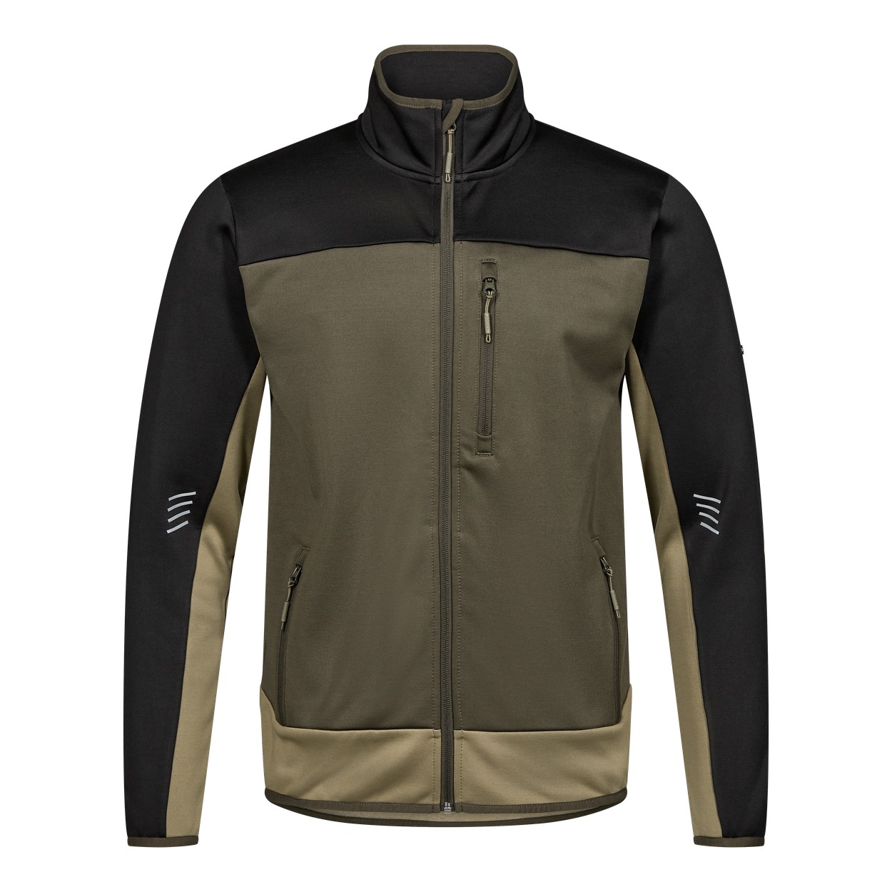 ENGEL Entire 8327-238 Midlayer-Cardigan in Forest Green/Schwarz – Vorderansicht