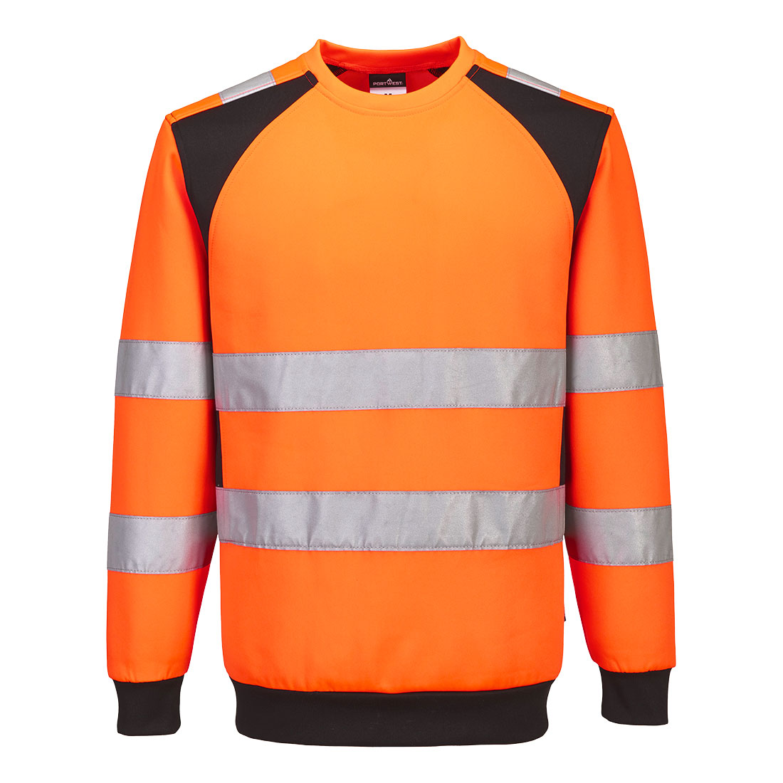 Portwest WX2 Eco Hi-Vis Sweatshirt in Orange/Schwarz – Vorderansicht