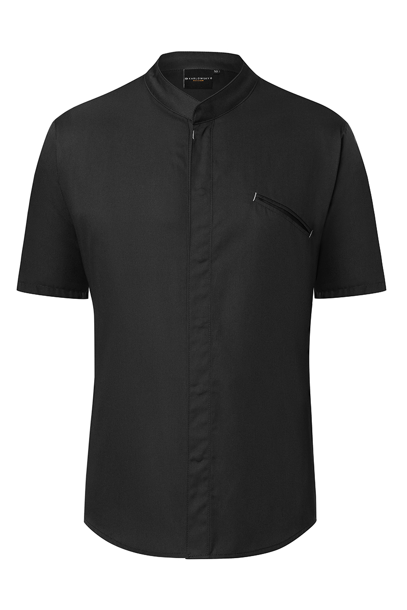 Karlowsky Kurzarm Kochjacke Modern-Touch in Schwarz – Vorderansicht