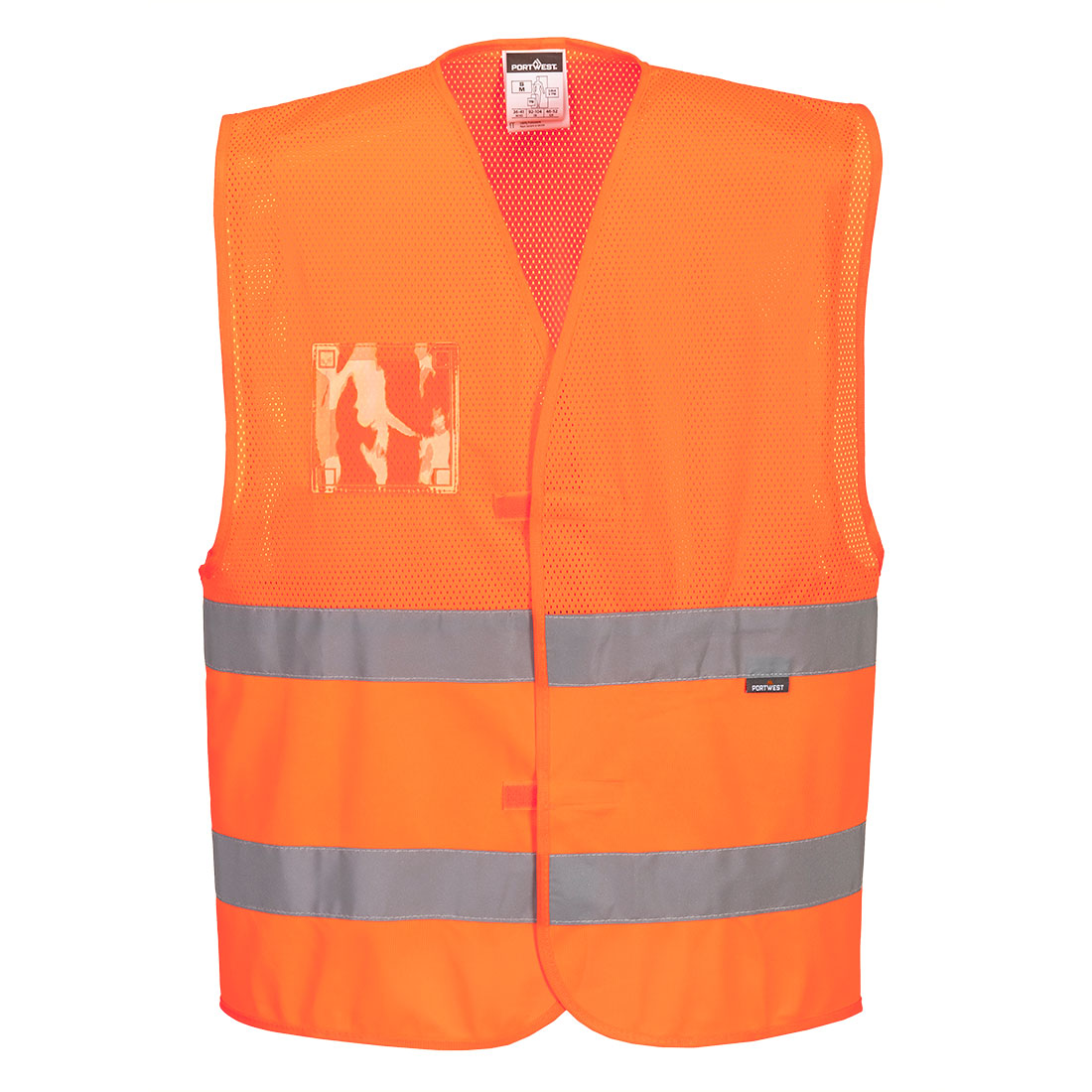 Portwest Hi-Vis Half Mesh Two Band Vest in Orange – Vorderansicht