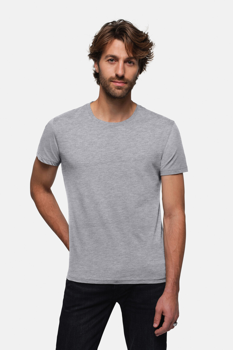 HAKRO 593 T-Shirt Bio-Baumwolle in Grau Meliert – Modellansicht
