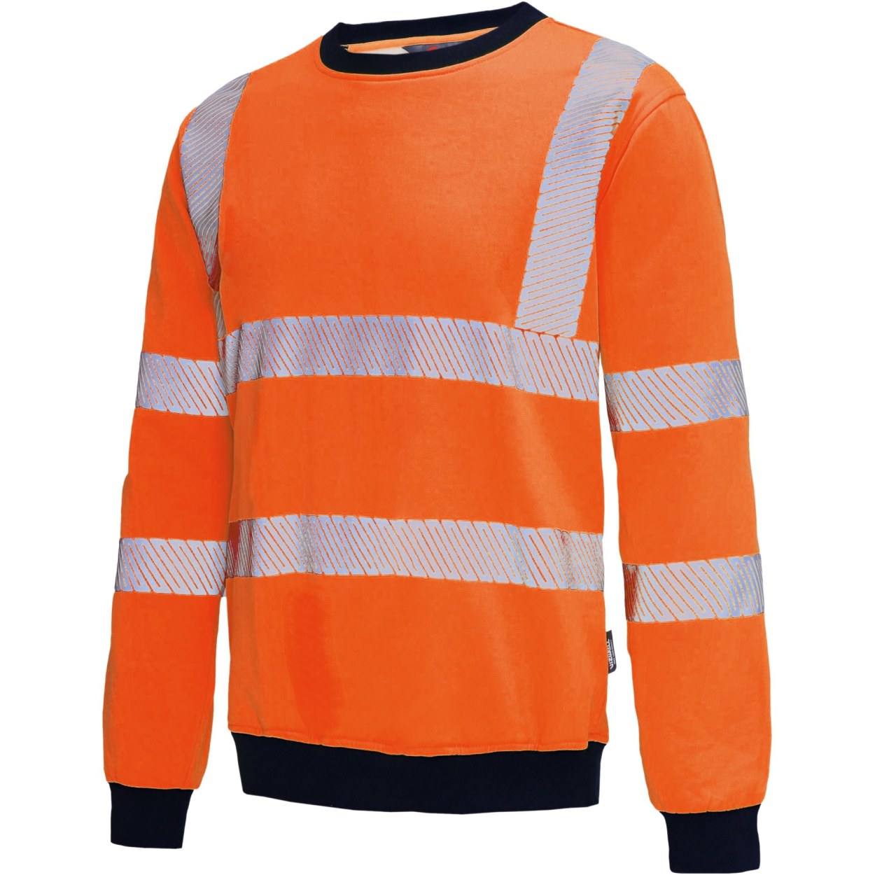 Vizwell Warnschutz-Sweatshirt VW12B in Leuchtorange-Marine – Vorderansicht