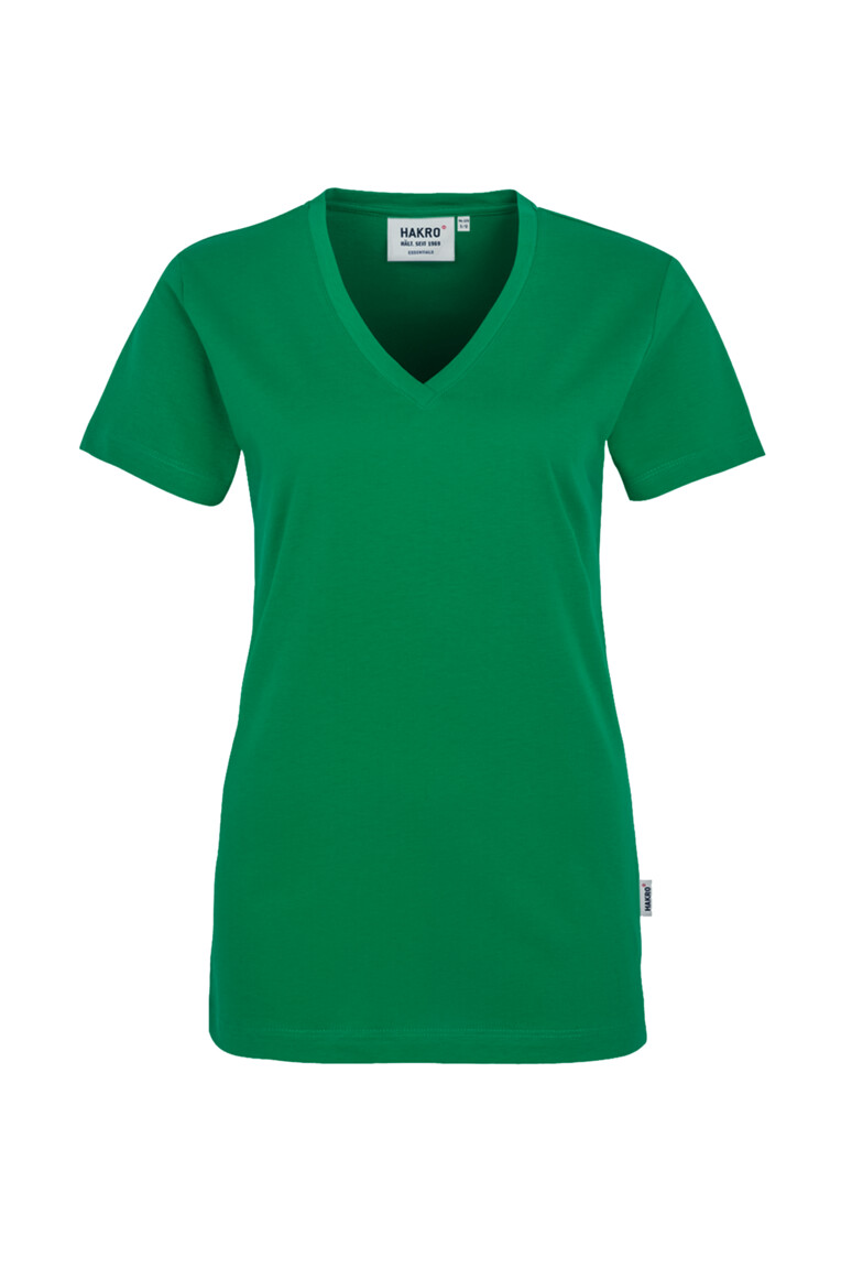 HAKRO 126 Damen V-Shirt Classic in Kellygrün – Vorderansicht