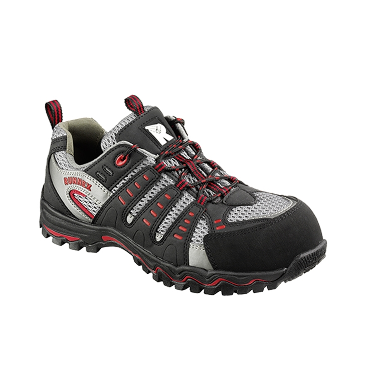 RUNNEX® S1-Sicherheitshalbschuhe LightStar in Schwarz/Grau/Rot – Vorderansicht