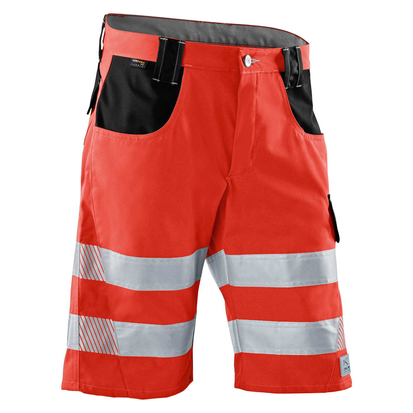 KÜBLER REFLECTIQ Shorts PSA 2 in Warnrot/Schwarz – Vorderansicht