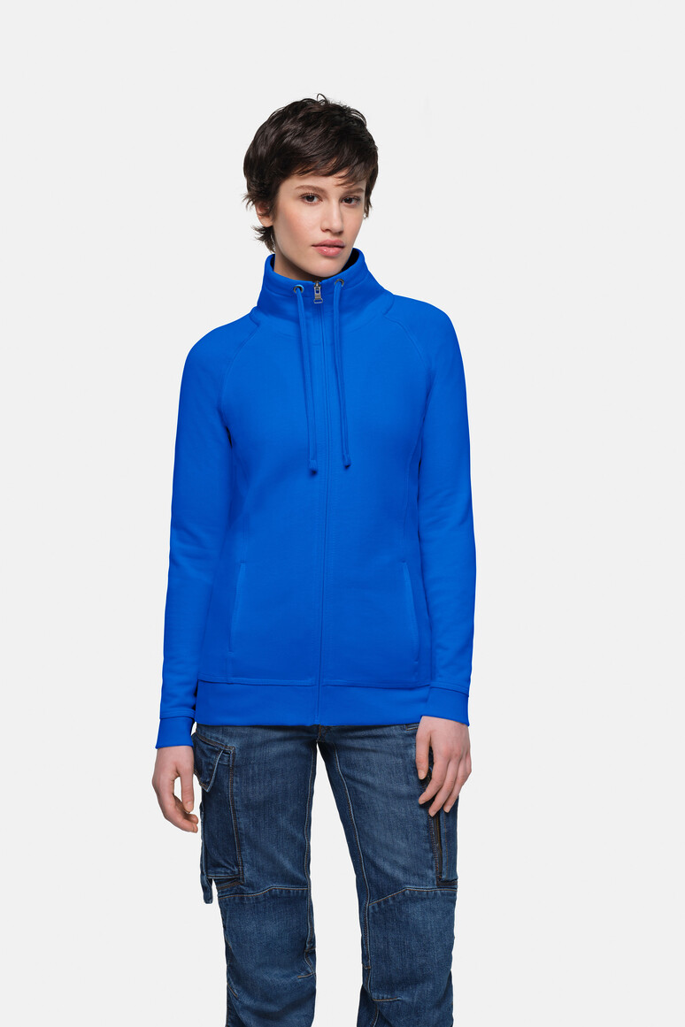HAKRO 406 Damen Sweatjacke Premium in Royalblau – Modellansicht