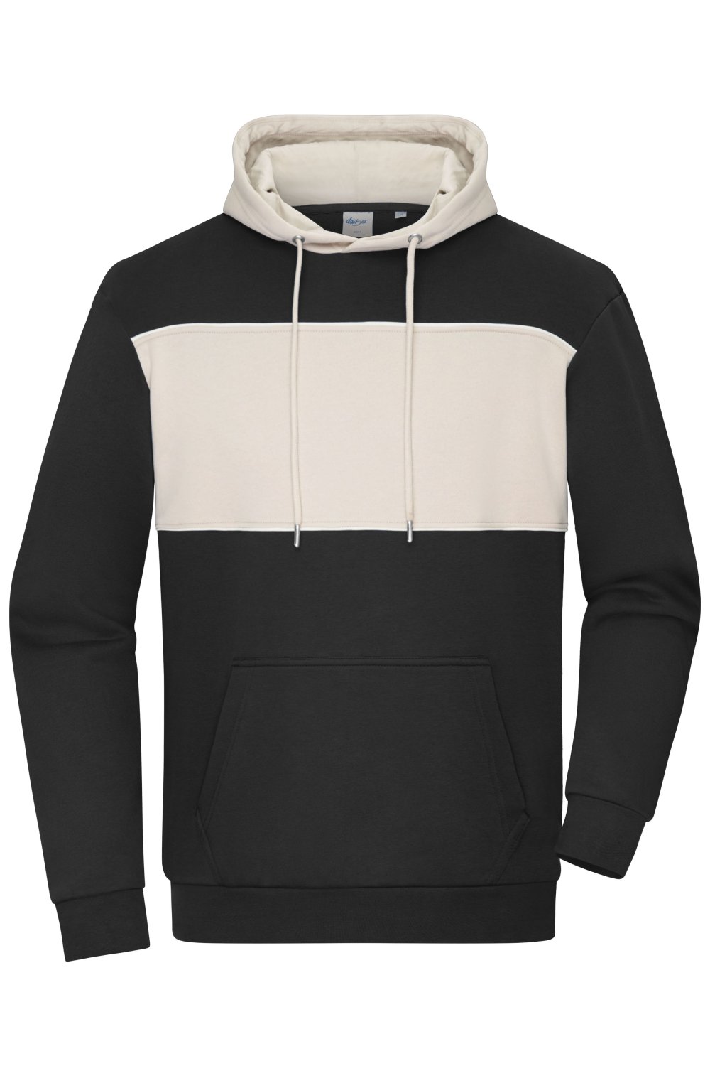 Daiber Sweat-Hoody colour-block UNISEX OCS Blended & RCS in Black/Sandstone – Vorderansicht