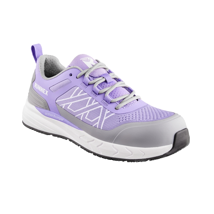 RUNNEX® S1P-Damen-ESD-Sicherheitshalbschuhe GirlStar in Violett/Grau/Weiß – Vorderansicht