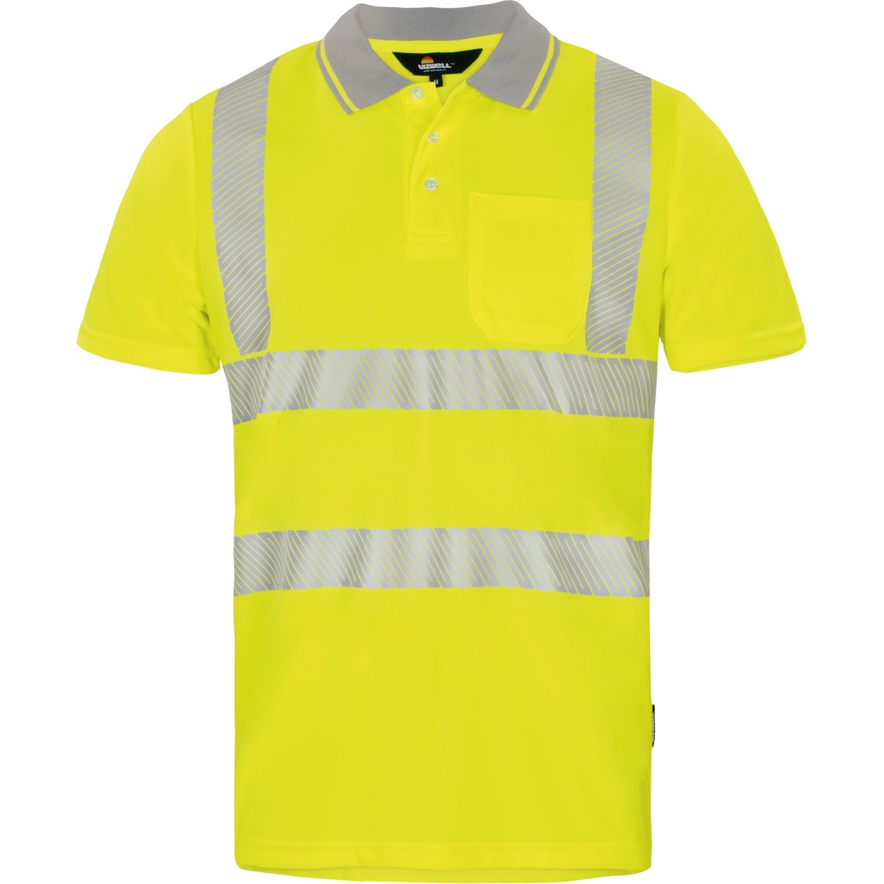 Vizwell Warnschutz-Poloshirt Coolpass UV 50+ VWPS3N in Leuchtgelb – Vorderansicht