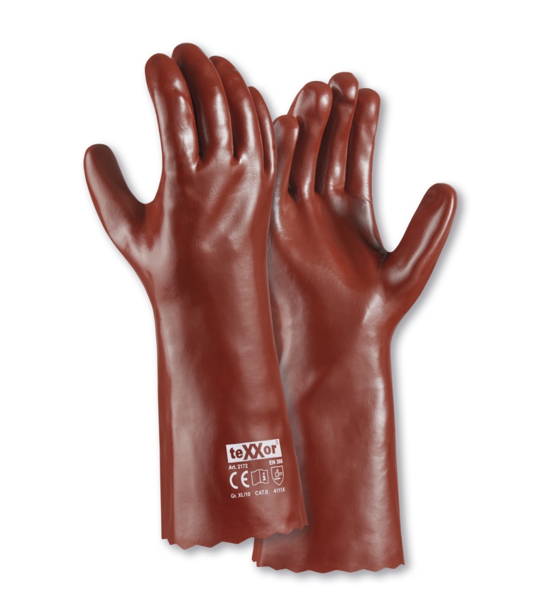 teXXor® PVC-Handschuhe ROTBRAUN in Rotbraun – Vorderansicht