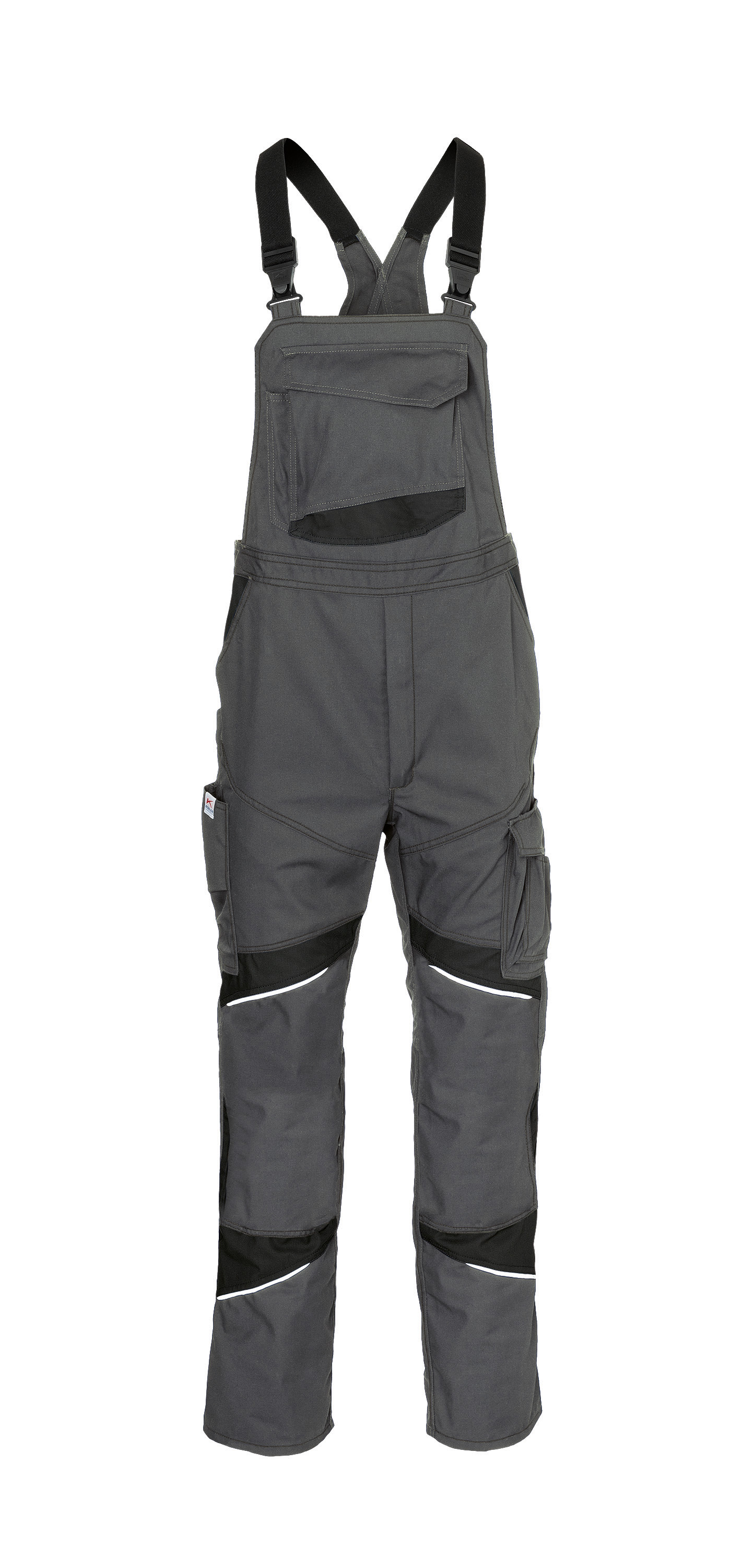 KÜBLER ACTIVIQ cotton+ Latzhose in Anthrazit/Schwarz – Vorderansicht