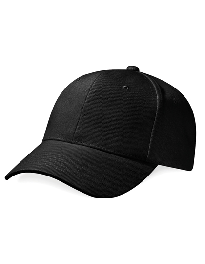 Beechfield Pro-Style Heavy Brushed Cotton Cap in Black – Vorderansicht