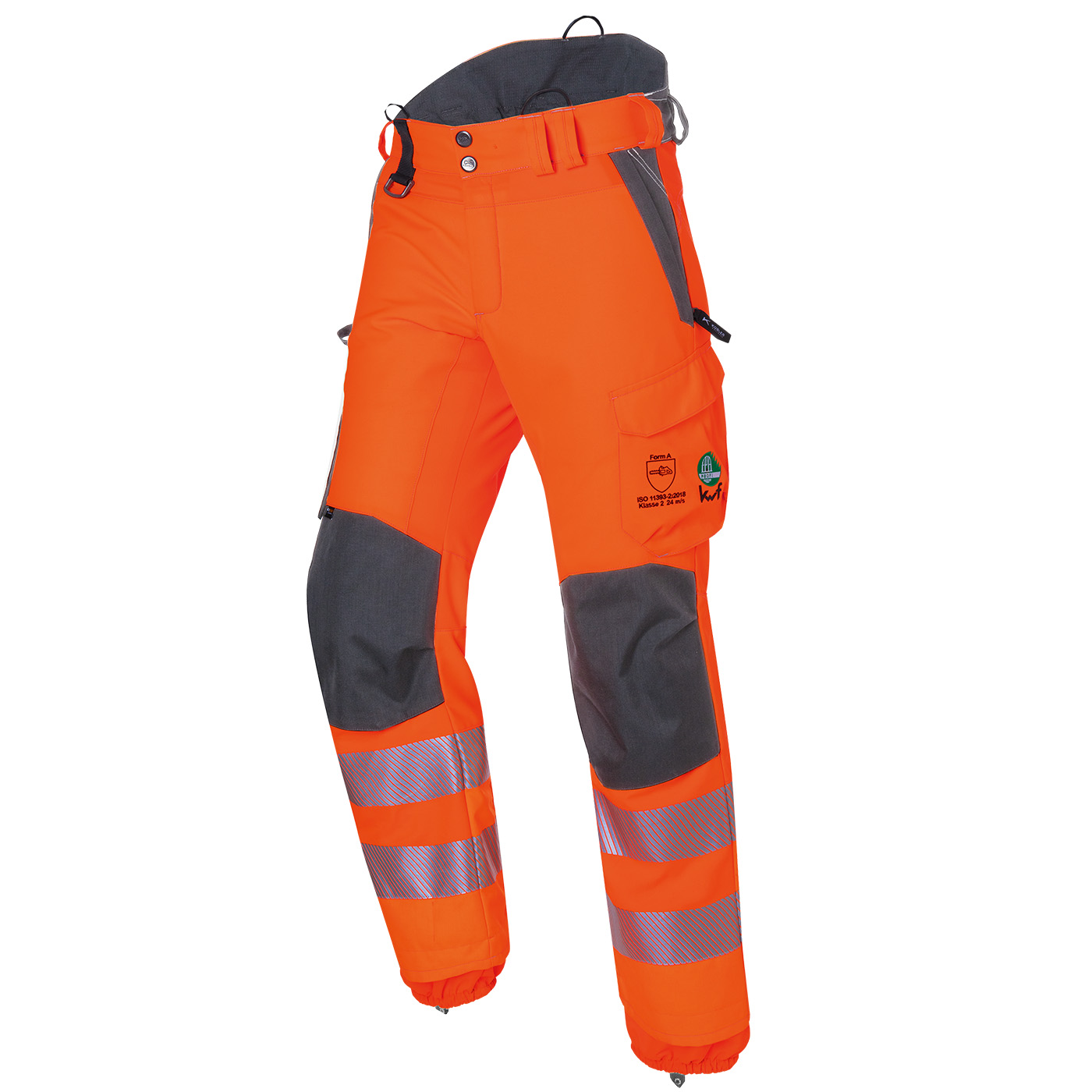 KÜBLER REFLECTIQ Schnittschutzhose PSA 3 in Warnorange/Anthrazit – Vorderansicht