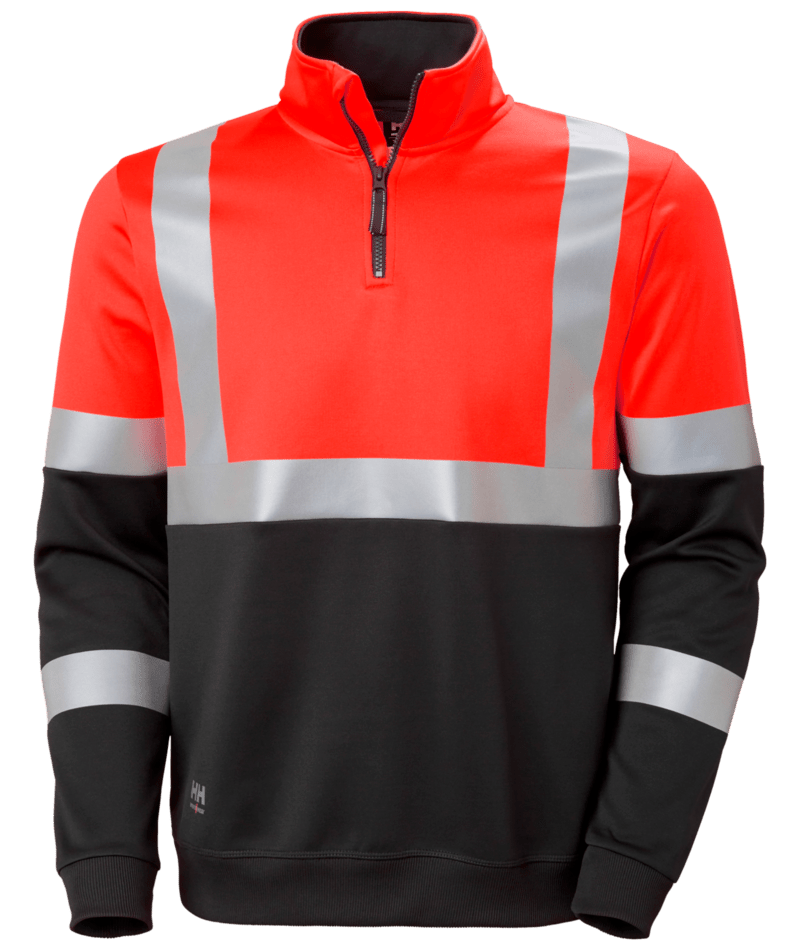 Helly Hansen Workwear ADDVIS HALF ZIP SWEATSH. CL 1 in Rot/Anthrazit – Vorderansicht