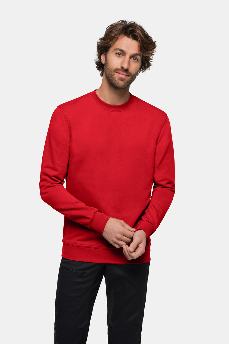 HAKRO 475 Sweatshirt MIKRALINAR® in Rot – Modellansicht
