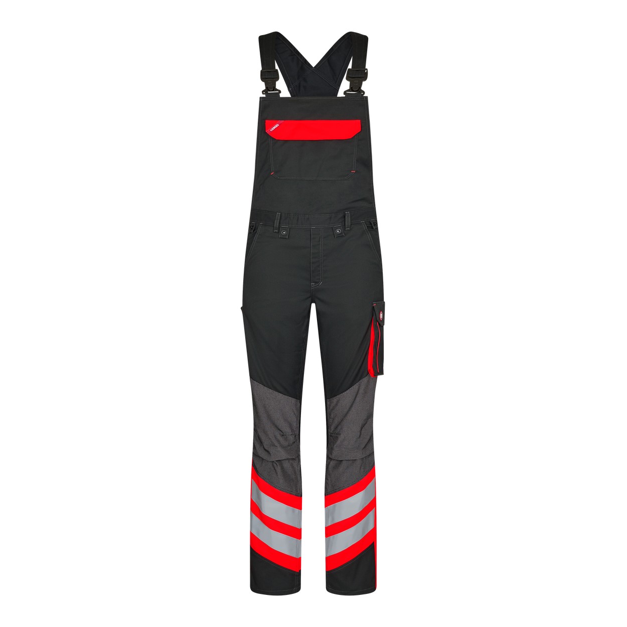 ENGEL Cargo 3870-217 Latzhose in Schwarz/Rot – Vorderansicht