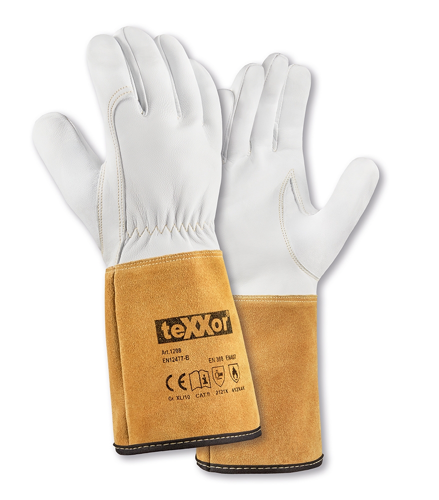 teXXor® Schweißerhandschuhe in Natur/Beige – Vorderansicht