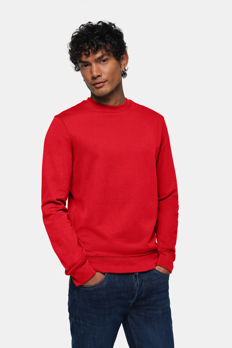 HAKRO 550 Sweatshirt MIKRALINAR® ECO in Rot – Modellansicht