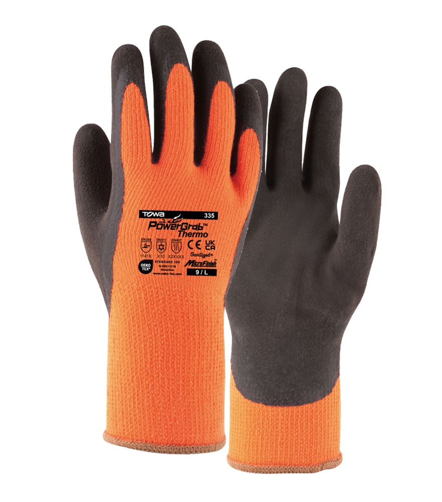 TOWA® Winterhandschuhe PowerGrab® Thermo in Orange/Braun – Detailansicht