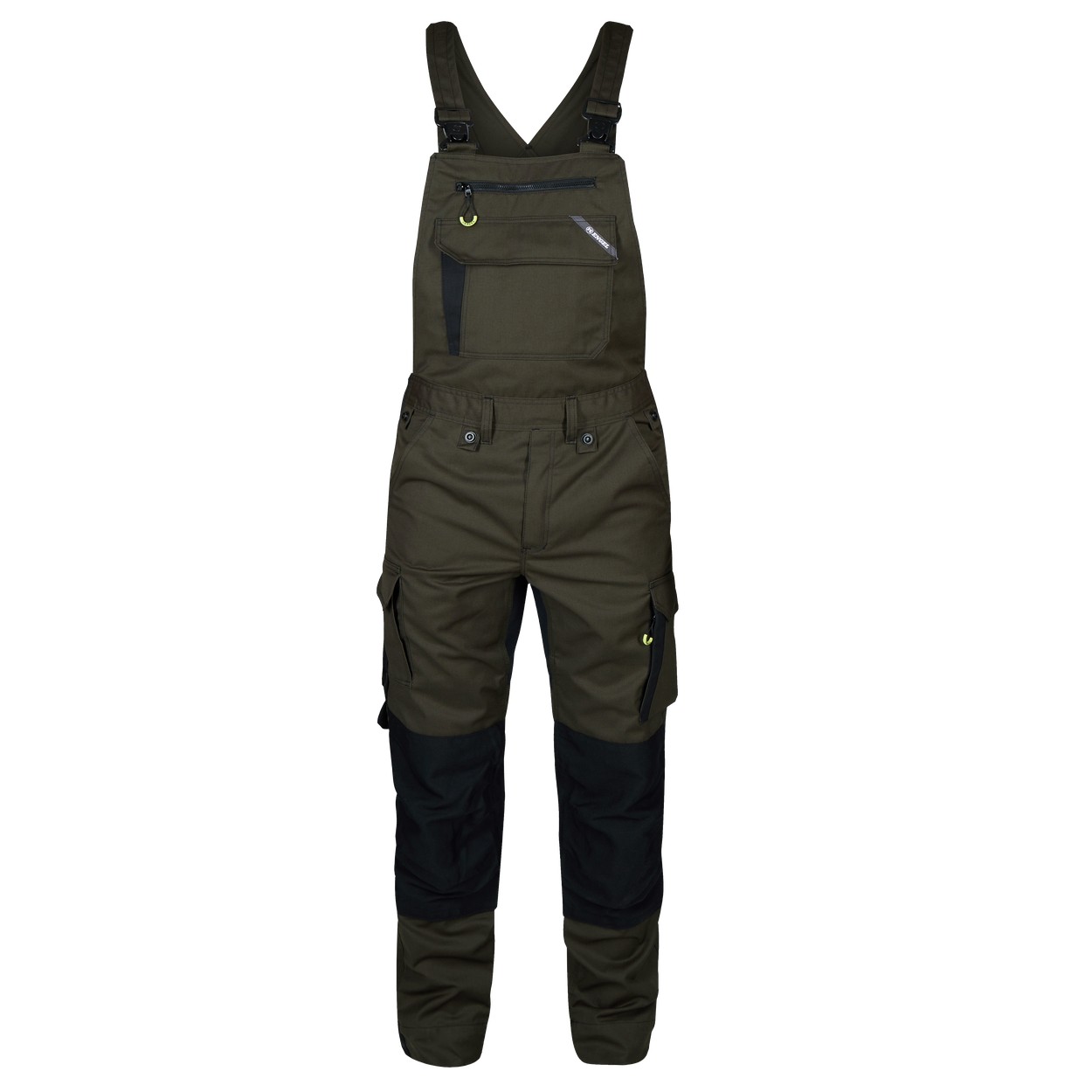 ENGEL X-treme 3362-740 Latzhose mit Stretch in Forest Green/Schwarz – Vorderansicht