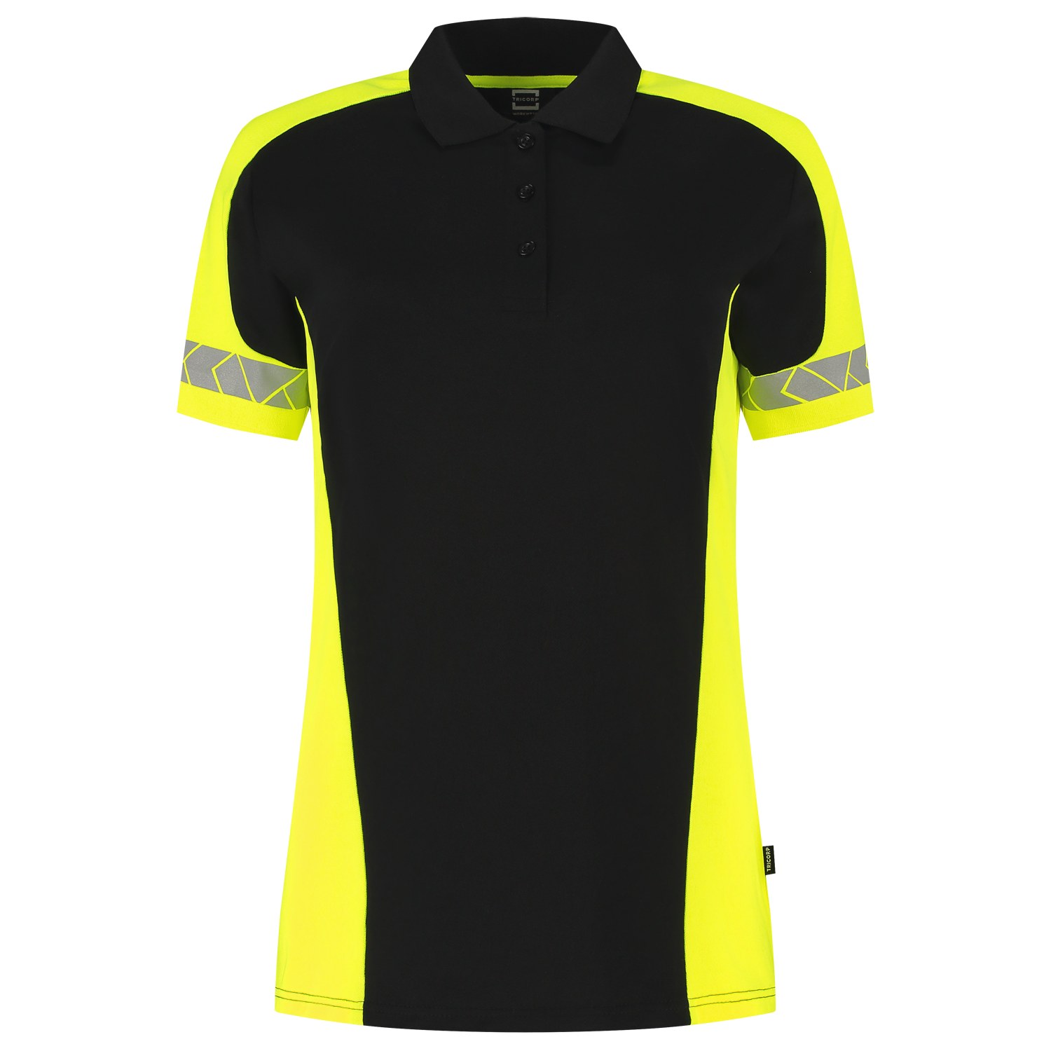 TRICORP Poloshirt Reflective Redefined Damen in Black-Fluoryellow – Vorderansicht