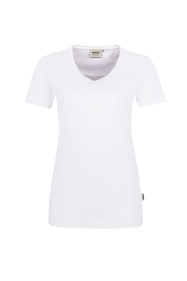 HAKRO 181 Damen V-Shirt MIKRALINAR® in Weiß – Vorderansicht