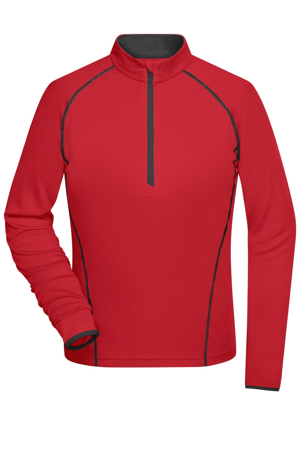 Daiber Ladies' Sports Shirt Long-Sleeved in Red/Black – Vorderansicht
