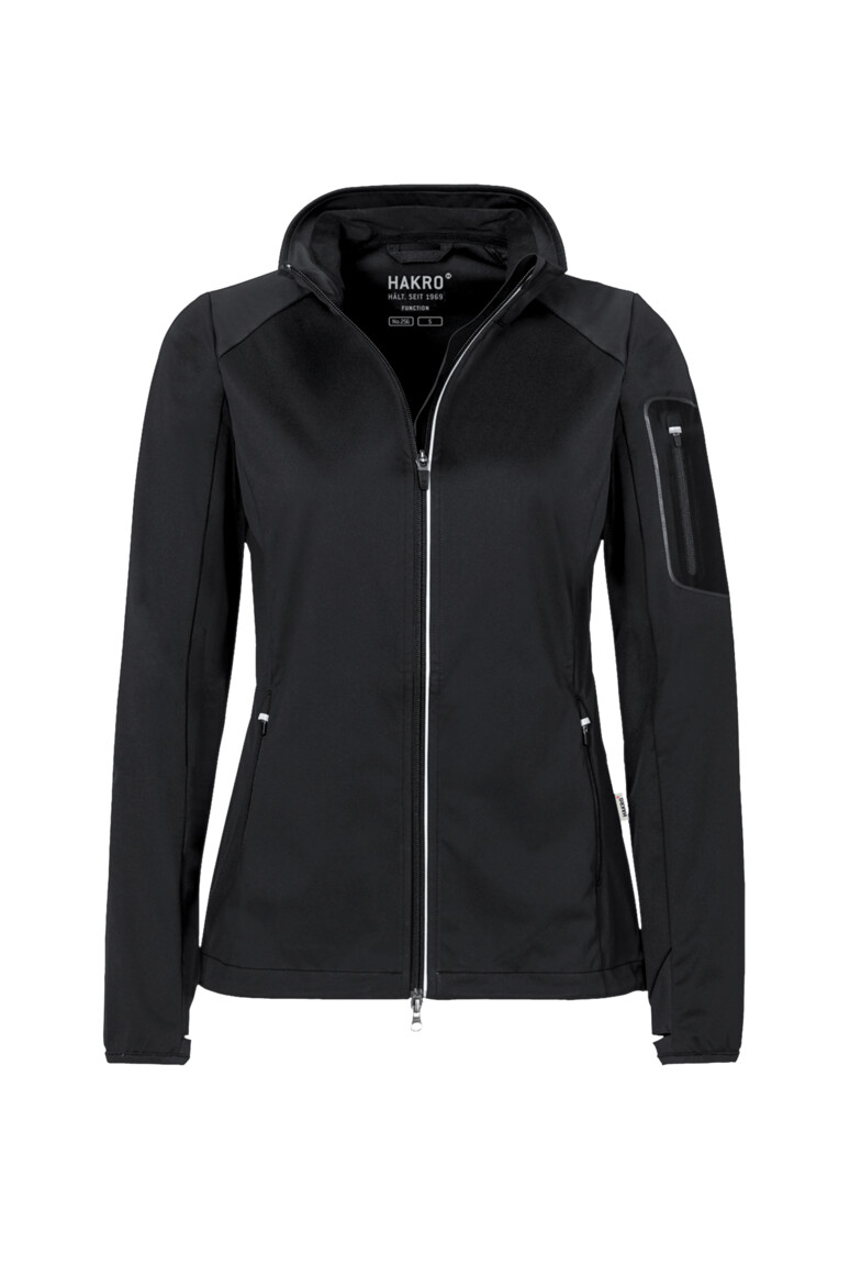 HAKRO 256 Damen Light-Softshelljacke in Schwarz – Vorderansicht