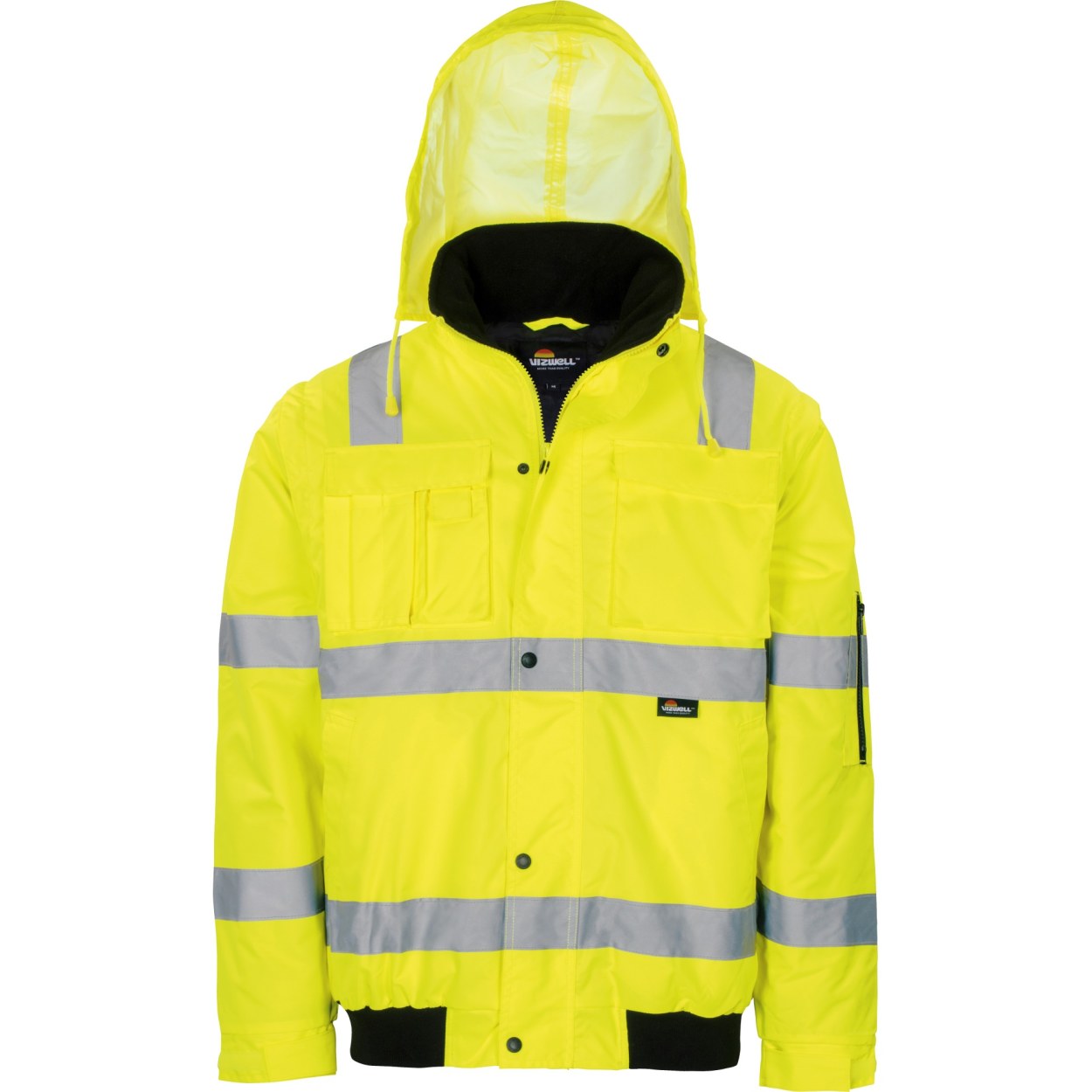 Vizwell Warnschutz-Pilotenjacke VW60C in Leuchtgelb – Vorderansicht