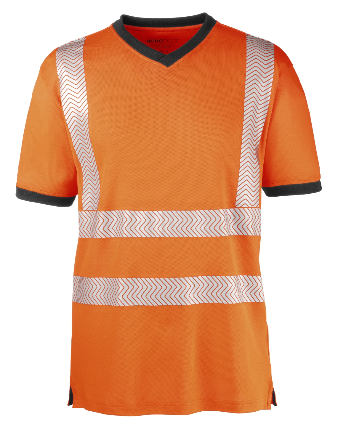 4PROTECT® Warnschutz UV-T-Shirt MIAMI in Leuchtorange/Grau – Vorderansicht