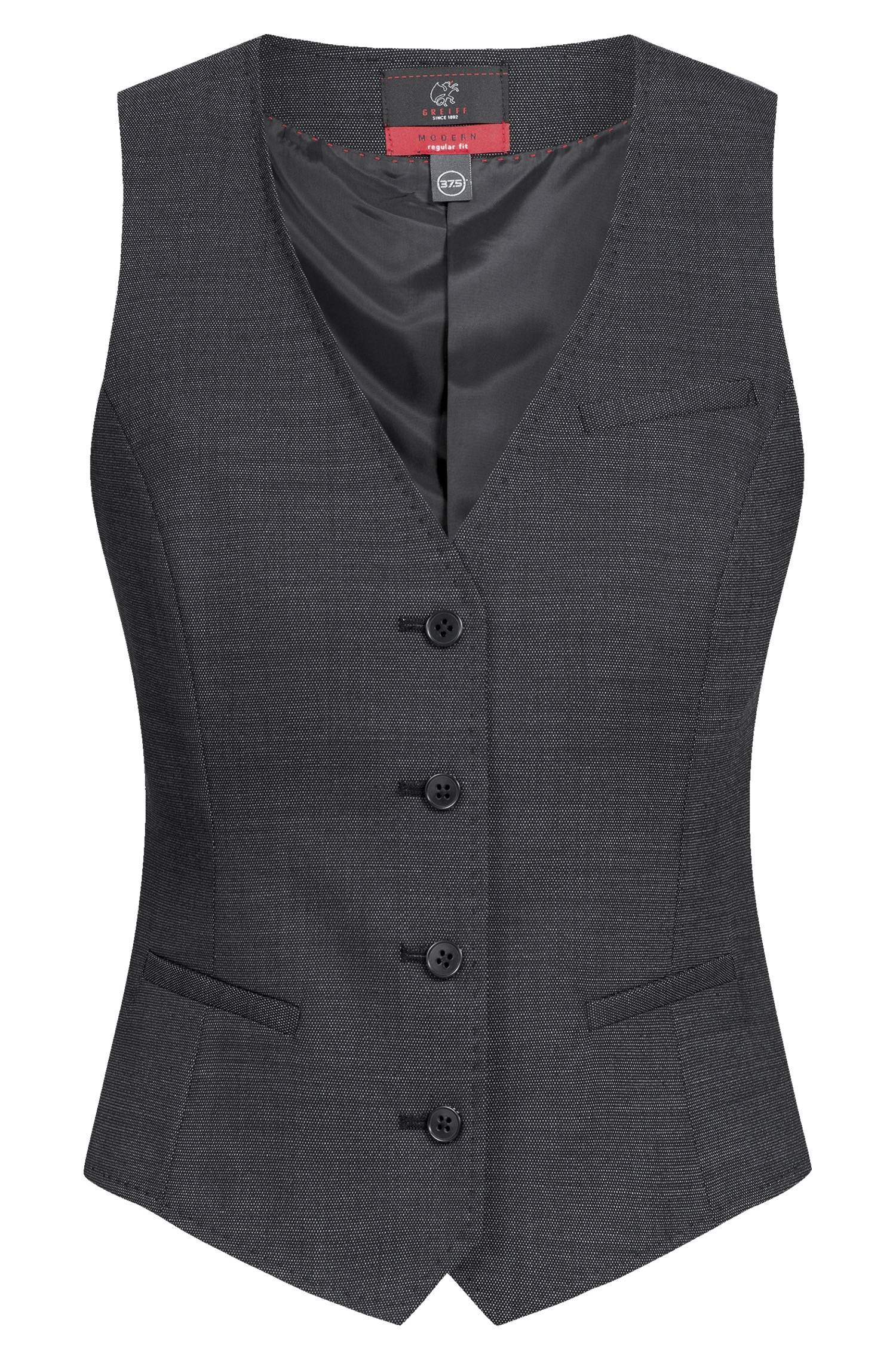 Greiff Damen-Weste RF Modern 37.5 in Pinpoint Schwarz – Vorderansicht