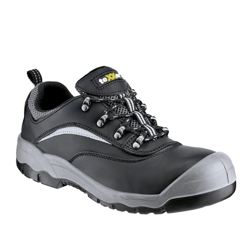 teXXor® S3-Sicherheitshalbschuhe PERPIGNAN in Schwarz/Grau – Vorderansicht