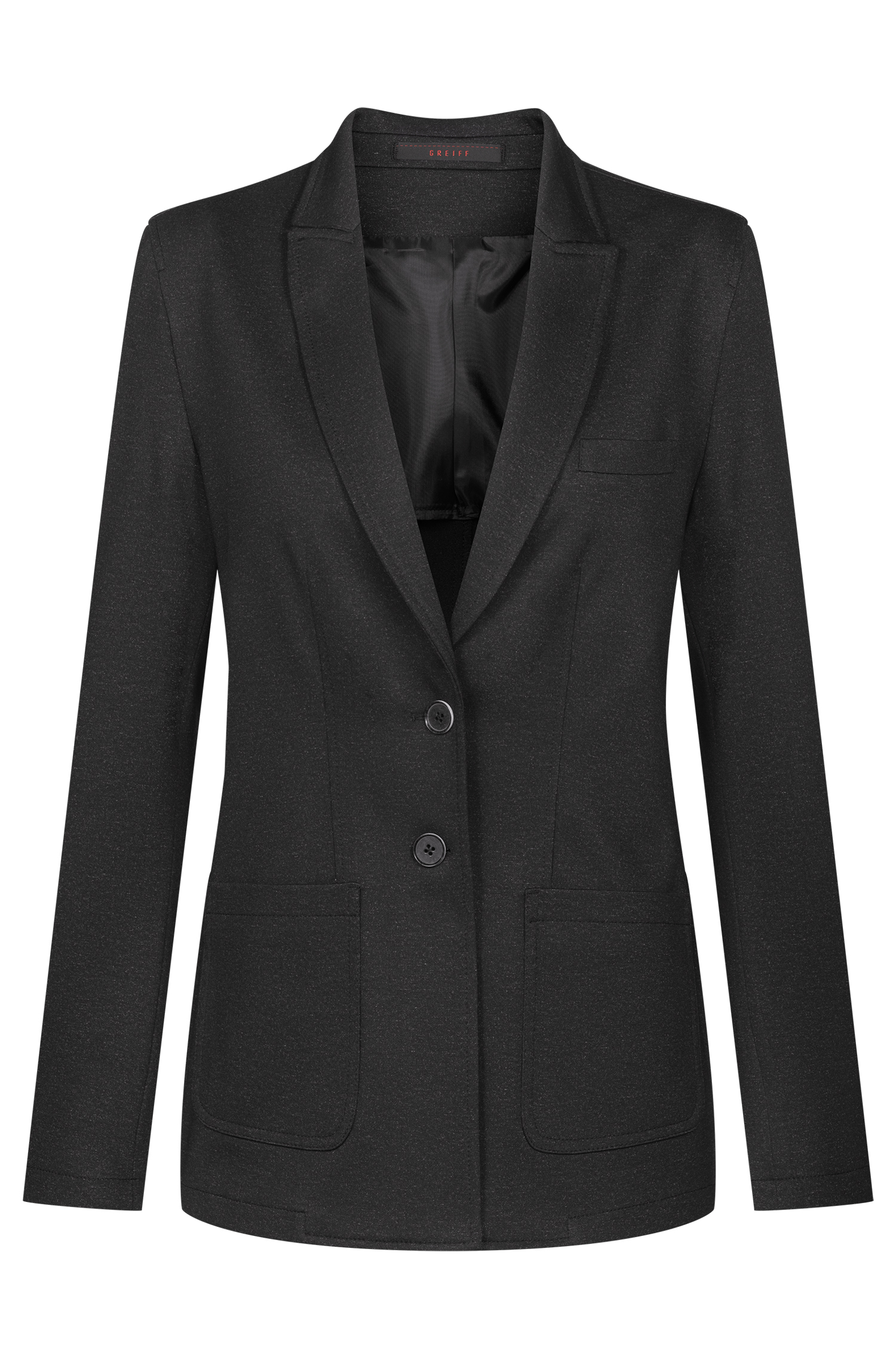 Greiff Damen-Jerseylangblazer RF Casual in Anthrazit Meliert – Vorderansicht