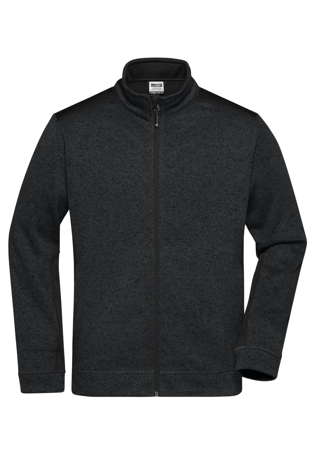 Daiber Men's Knitted Workwear Fleece Jacket - STRONG - in Black/Black – Vorderansicht