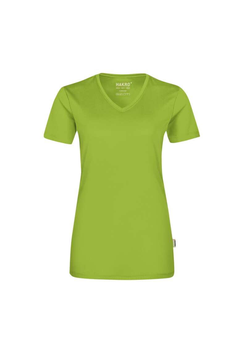 HAKRO 187 Damen V-Shirt COOLMAX® ECO in Kiwi – Vorderansicht
