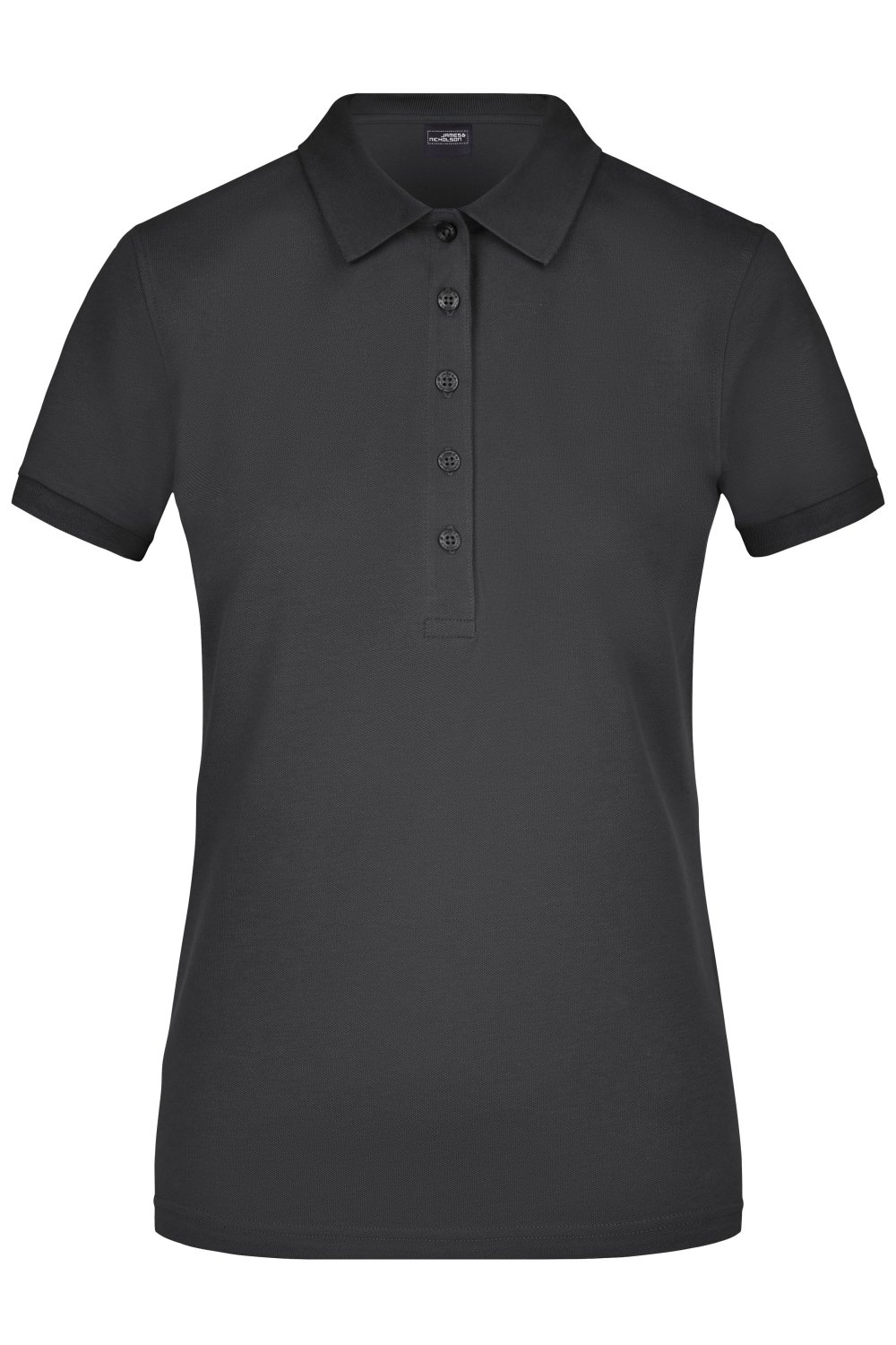 Daiber Ladies' Elastic Polo Piqué in Black – Vorderansicht