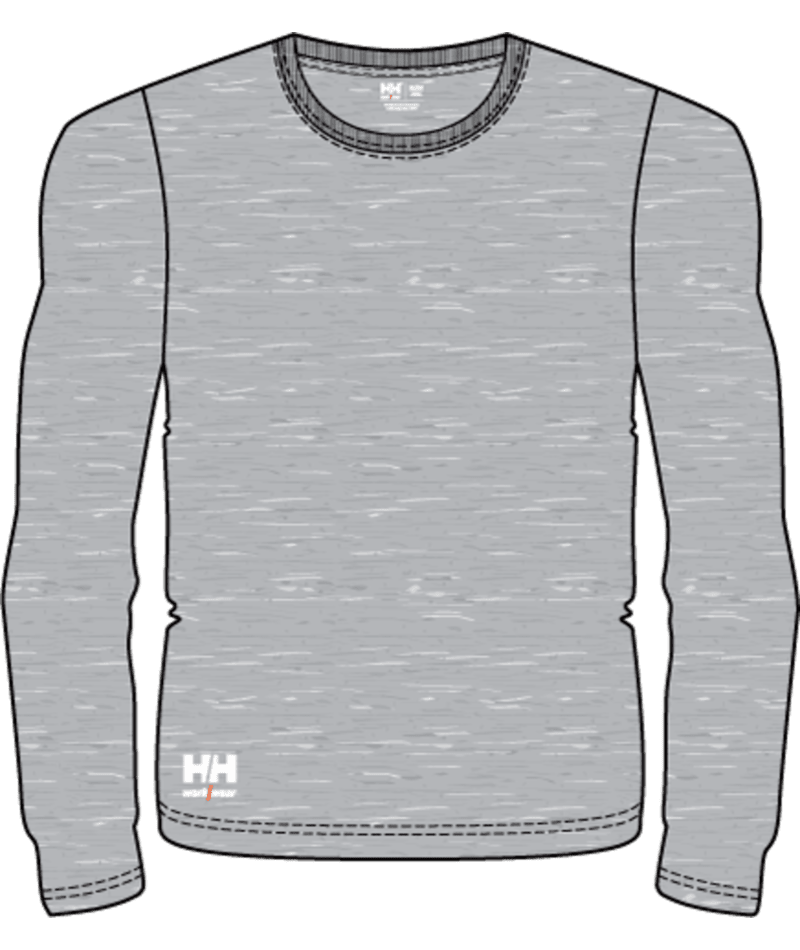 Helly Hansen Workwear CLASSIC 2.0 LONGSLEEVE in Grau Meliert – Vorderansicht