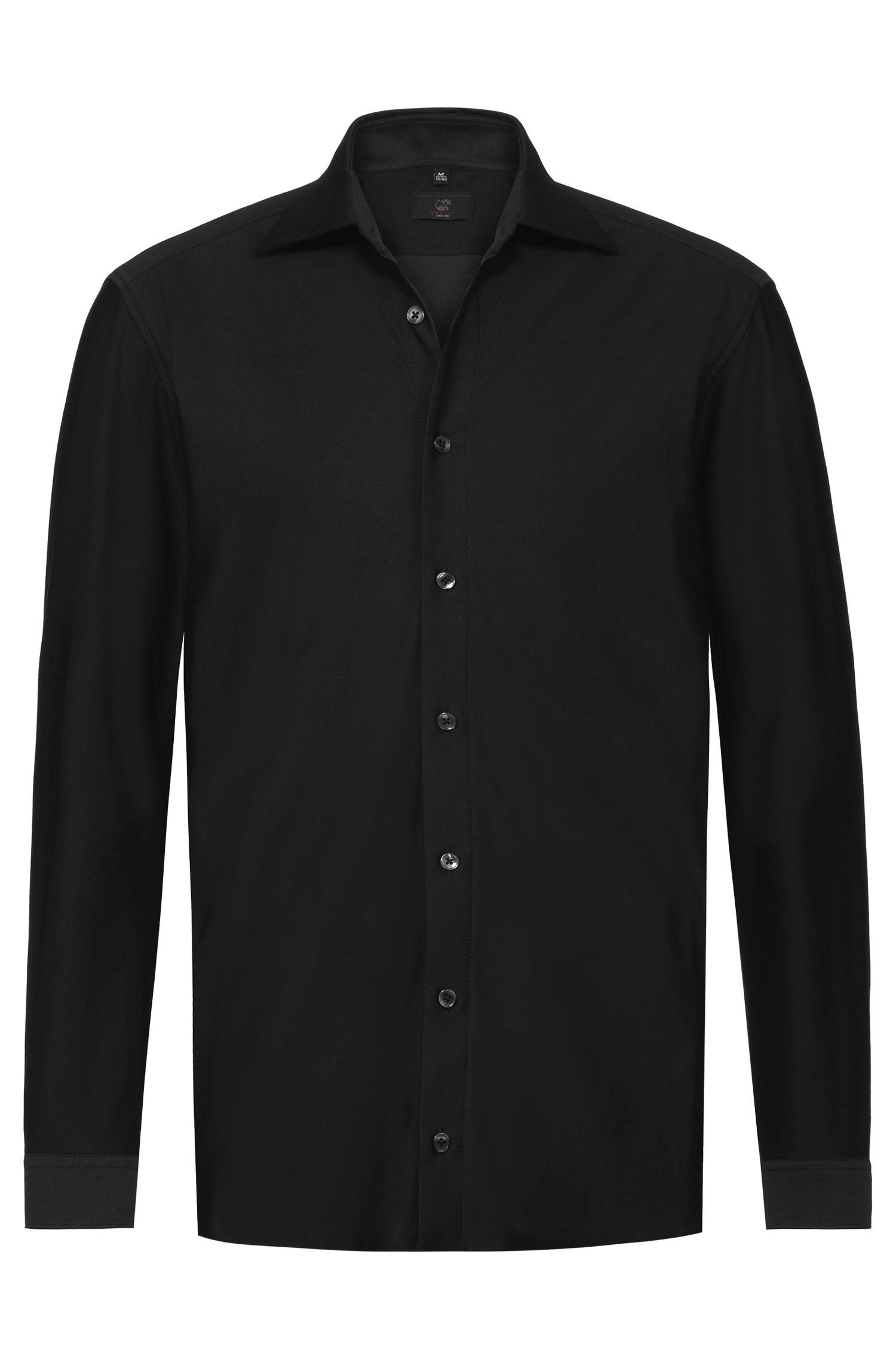 Greiff Herren-Jerseyhemd 1/1 RF Casual in Schwarz – Vorderansicht