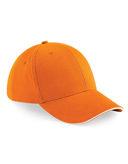 Beechfield Athleisure 6 Panel Cap in Orange/White – Vorderansicht